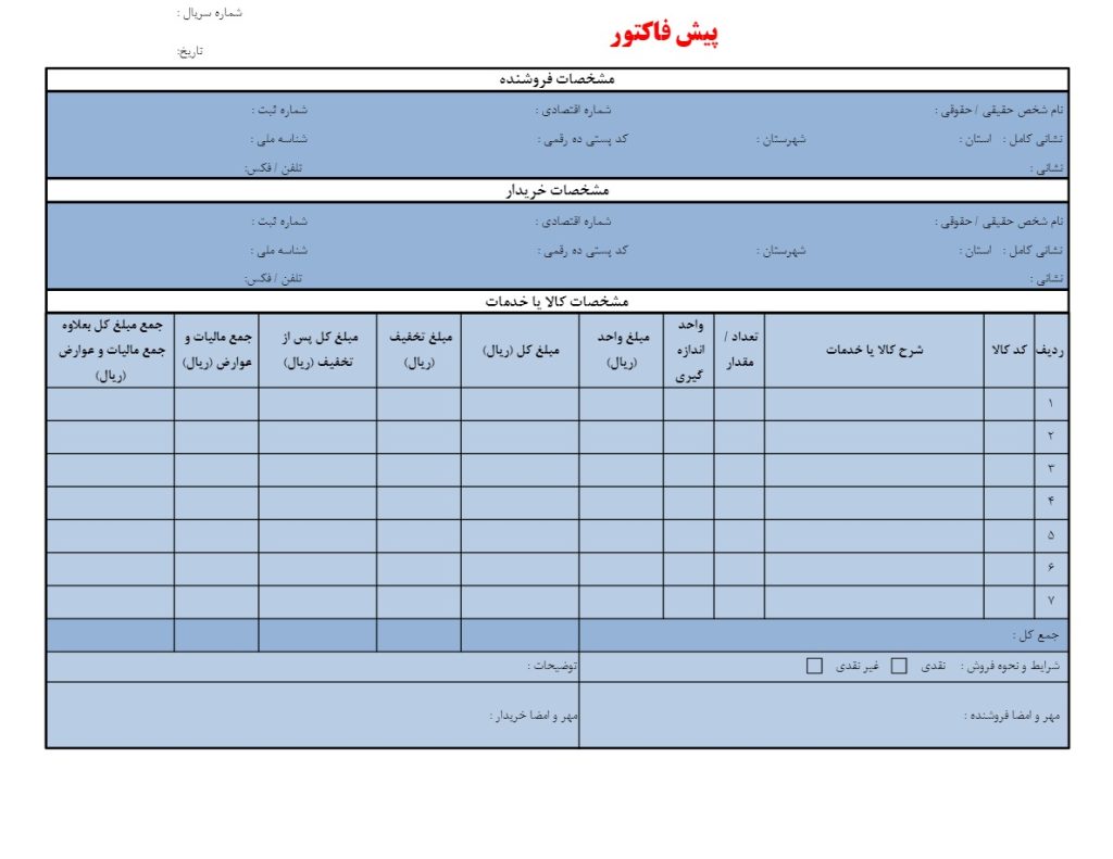 صورتحساب آبی